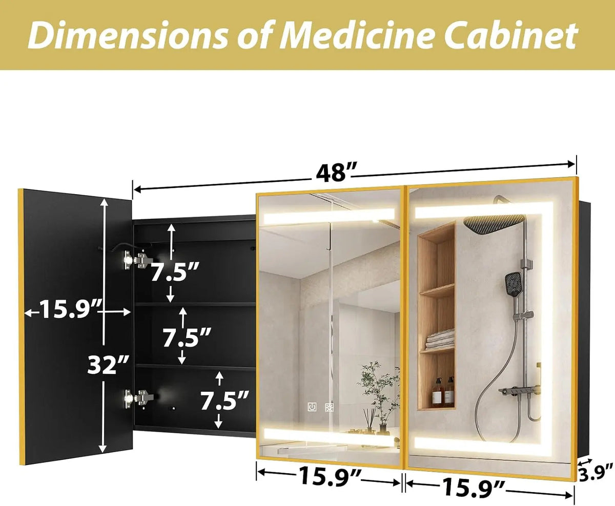 HAUSVITA  Lighted Bathroom Medicine Cabinet with Mirror
