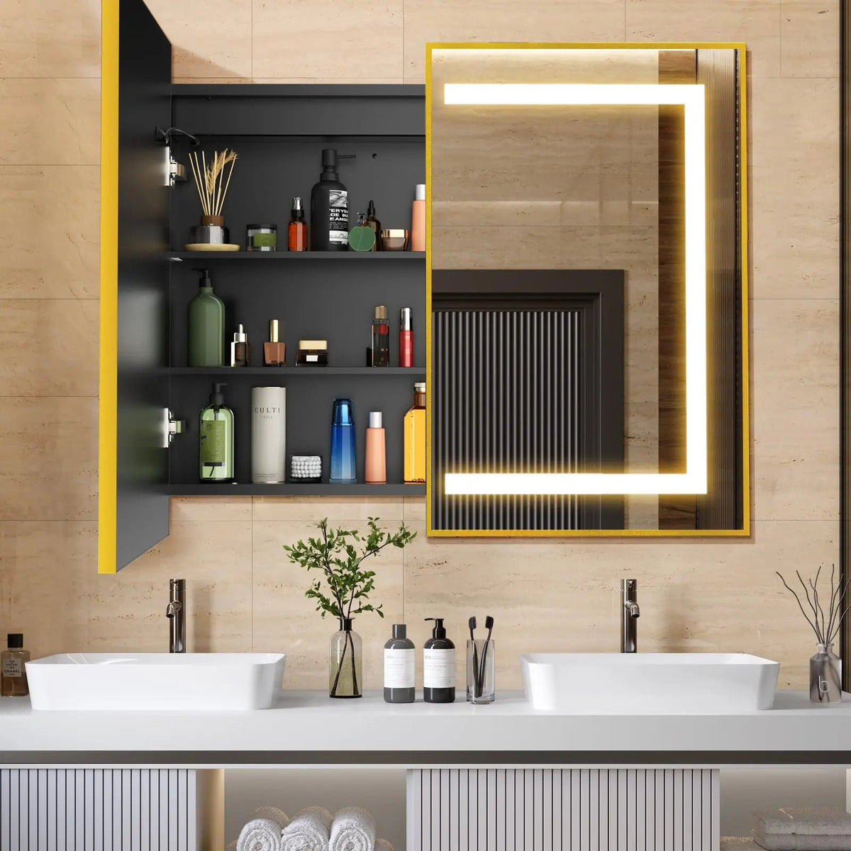 HAUSVITA  Lighted Bathroom Medicine Cabinet with Mirror