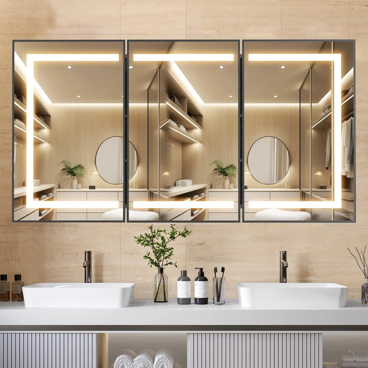 HAUSVITA  Lighted Bathroom Medicine Cabinet with Mirror