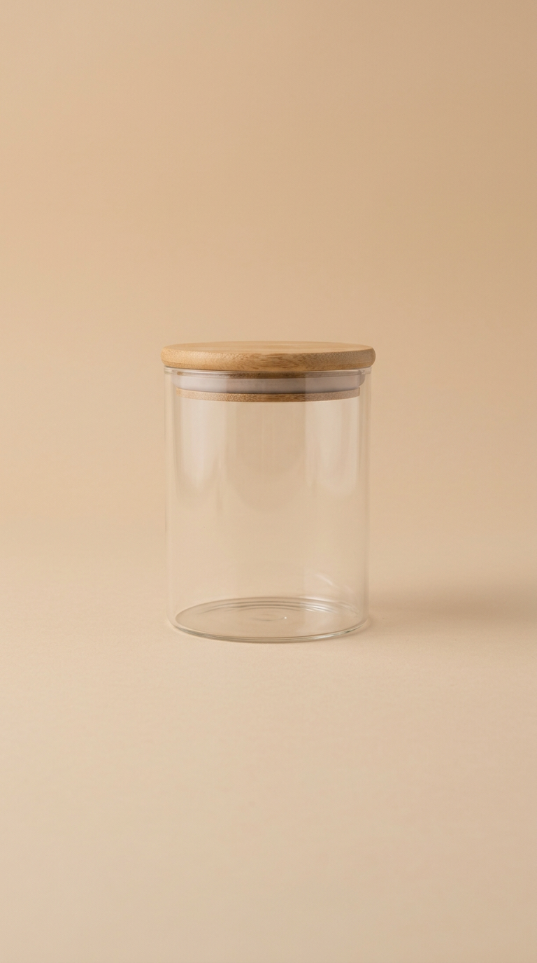 Glass Storage Jar Wooden Lid Seal