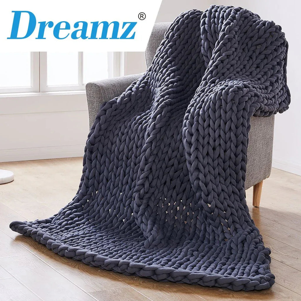 DreamZ Knitted Weighted Blanket Chunky Bulky Knit Throw Blanket 6.5KG