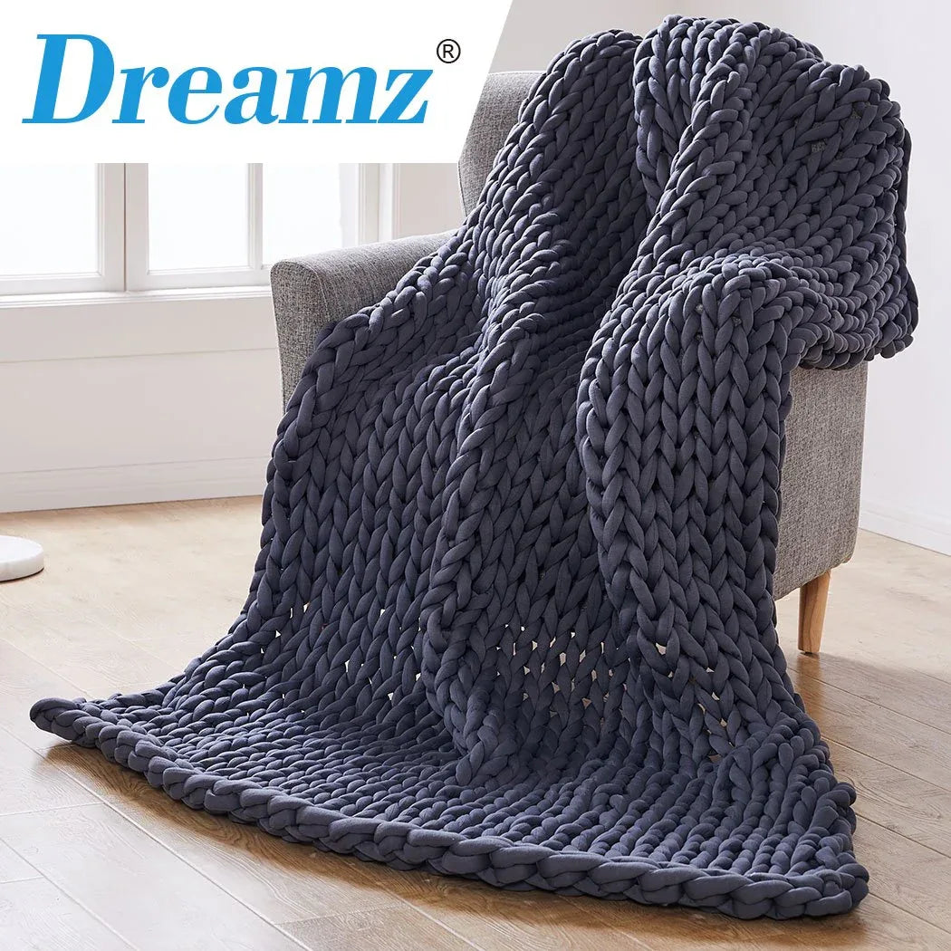 DreamZ Knitted Weighted Blanket Chunky Bulky Knit Throw Blanket 6.5KG