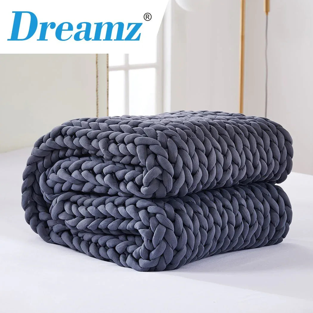 DreamZ Knitted Weighted Blanket Chunky Bulky Knit Throw Blanket 6.5KG